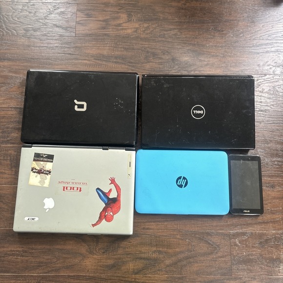 Lot of 5 Laptops + ASUS Tablet Dell HP Acer Compaq For Parts/Repair AS-IS